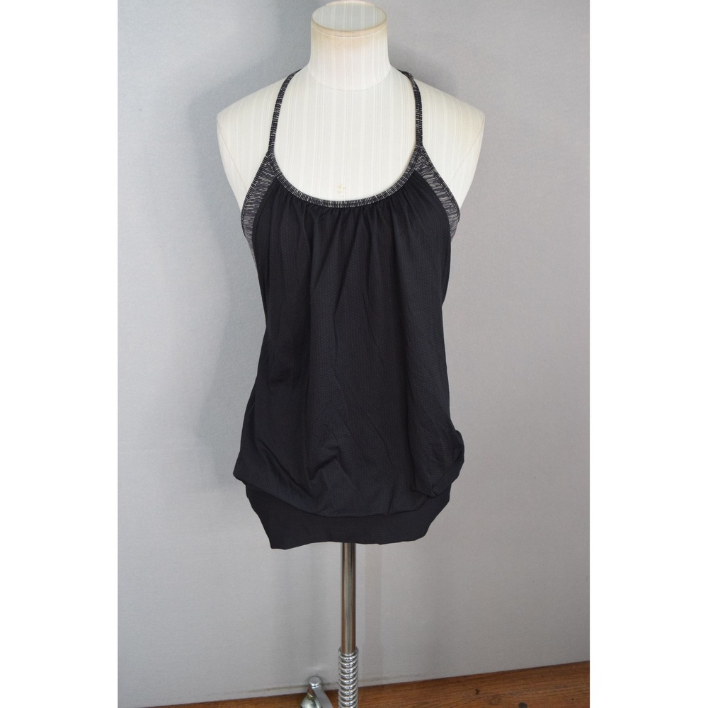 Lululemon No Limit Tank Top 6 Black Space Dye Built In Bra Women Workout Yoga